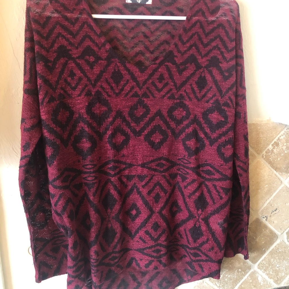 Black & Red Geo Patterned Top